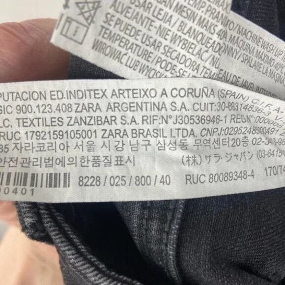 Zara Z1975 Asymmetric Hem Black Jeans Size 8 Released Hem Distressed Denim Raw - Picture 13 of 15